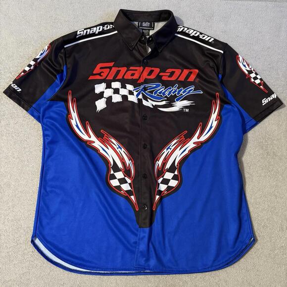 Other - Snap-on Racing Fast Eddie Racewear Shirt XL Blue Black Pit Crew Button Front